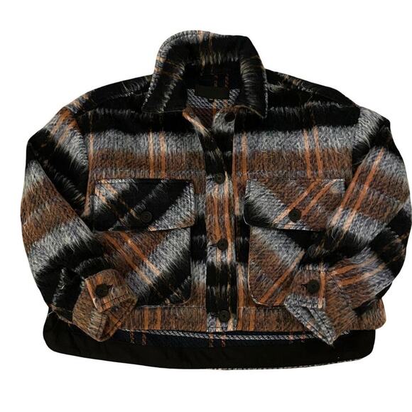 BLANKNYC Plaid Crop Oversized Shacket | Soft Brushed Wool-Feel Jacket NWOT, XS - Picture 1 of 6